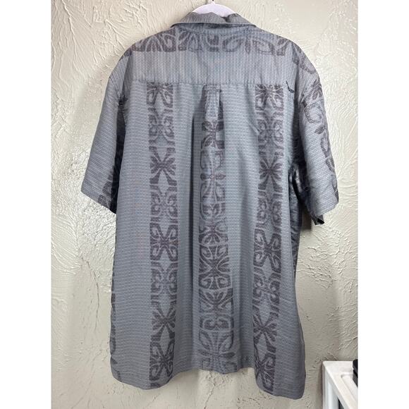 Quiksilver Tribal Rave Waterman Collection Short Sleeve Button Up Shirt Large - Picture 2 of 6